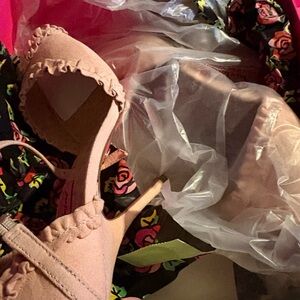 Betsey Johnson Pink Suede High Heel Sandals